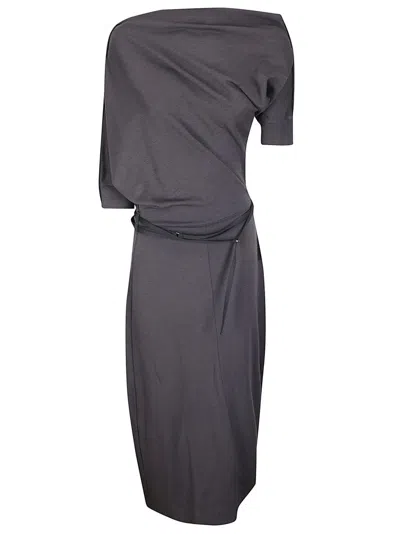 Lemaire Twisted Hem Dress With Refined Artistic Design In Gray