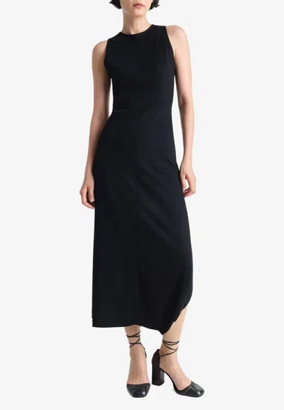 Lemaire Twisted-hem Midi Dress In Black