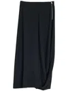 Lemaire Twisted Hem Skirt With Asymmetric Slit In Blue