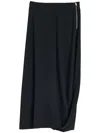 Lemaire Twisted Hem Skirt With Asymmetric Slit In Black