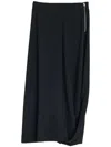 Lemaire Twisted Hem Skirt With Asymmetric Slit In Black