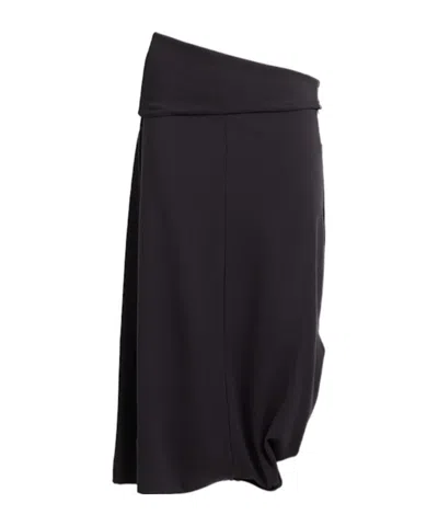 Lemaire Twisted Hem Wool Blend Midi Skirt In Black