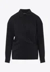 Lemaire Black Straight Collar Twisted Shirt In Black