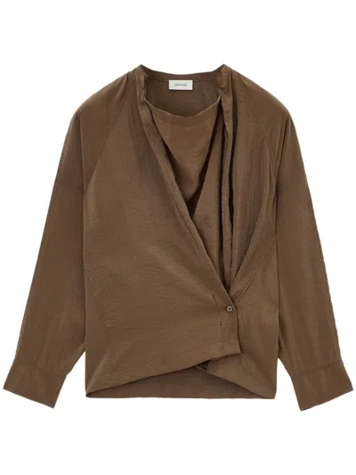 Lemaire Twisted Long-sleeved Shirt In Brown