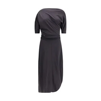 Lemaire Twisted Midi Dress In Black
