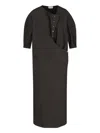 Lemaire Cotton Long Dress Side Slits In Brown