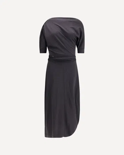 Lemaire Twisted Midi Dress In Gray