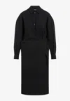 Lemaire Black Straight Collar Twisted Midi Dress In Gray