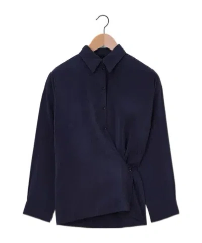 Lemaire Twisted Neckline Shirt In Black