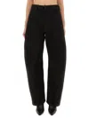 Lemaire High-waisted Wide-leg Black Trousers With Tailored Belt In Black