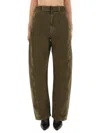 Lemaire Trousers Wide Leg Belt Loops In Green
