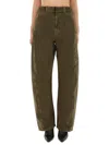 Lemaire Trousers Wide Leg Belt Loops In Green