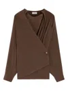 Lemaire Long-sleeved Twisted Straight Hem Shirt In Brown