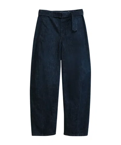 Lemaire Twisted Pleated Belted Trousers In Blue