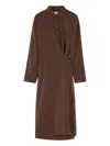 Lemaire Twisted Dress With Straight Collar And Buttons In Burgundy