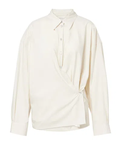 Lemaire Women Cotton And Silk Blend Shirt In White
