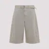 Lemaire Relaxed-fit Shorts With Belted Waist In Natural Beige