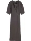 Lemaire Brown Short Sleeve Twisted Midi Dress In Brown