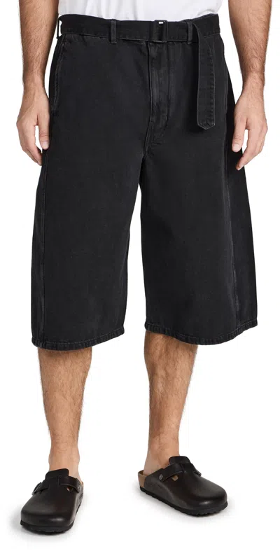 Lemaire Twisted Shorts Denim Soft Bleached Blk