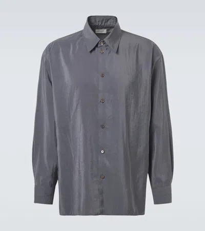 Lemaire Twisted Silk-blend Shirt In Bk991 Asphalt