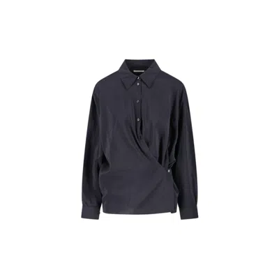 Lemaire Twisted Silk Shirt In Blue