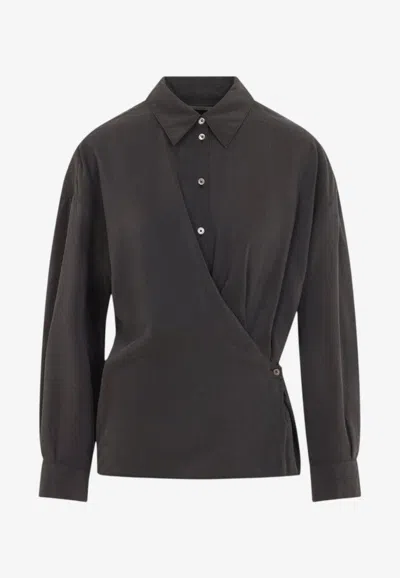 Lemaire Twisted Silk Shirt In Brown