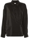 Lemaire Dry Silk Straight Collar Shirt In Black