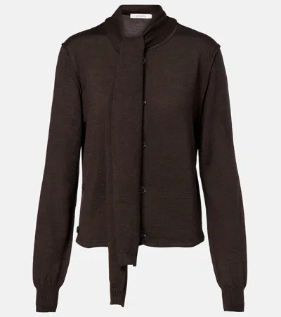 Lemaire Twisted Tie-detail Wool-blend Cardigan In Brown