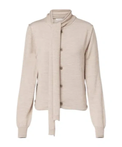 Lemaire Twisted Tie-detail Wool-blend Cardigan In Gray