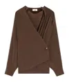 Lemaire Long-sleeved Twisted Straight Hem Shirt In Brown