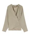 Lemaire Twisted Draped Blouse In Neutral