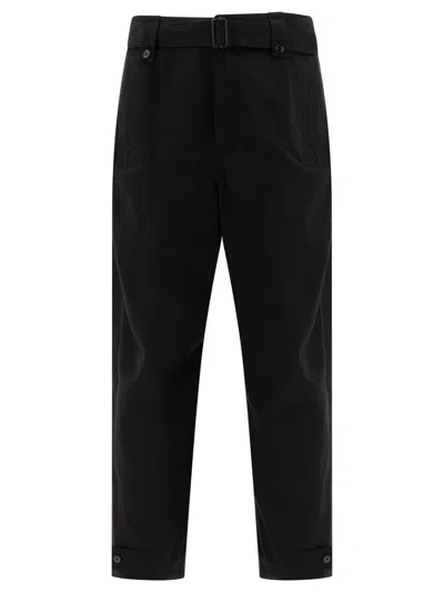 Lemaire Men's "twisted" Trousers With Adjustable Cuffs In Black