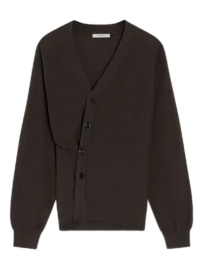 Lemaire Twisted V-neck Cardigan In Brown