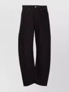 Lemaire Twisted Wide Leg Trousers With Contrast Stitching In Black