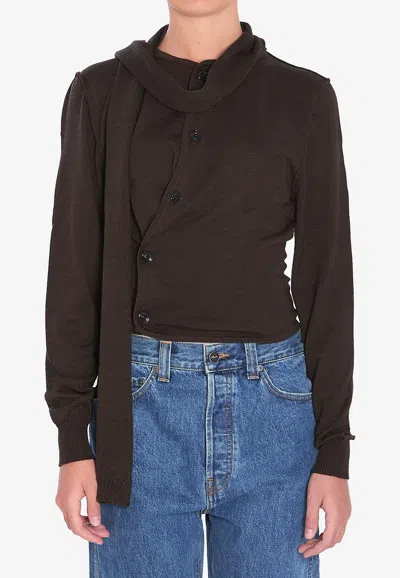 Lemaire Twisted Wool-blend Cardigan In Brown