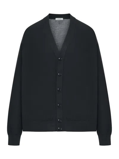 Lemaire Twisted Wool Cardigan In Gray