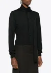Lemaire Twisted Wool Cardigan With Scarf In Gray