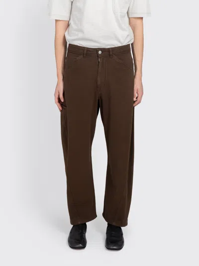 Lemaire Twisted Workwear Pants In Brown