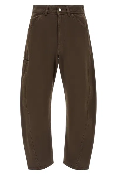 Lemaire Twisted Workwear Pants In Brown
