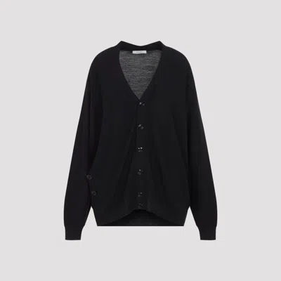Lemaire Unisex Relaxed Twisted Wool Cardigan Sweater In Black