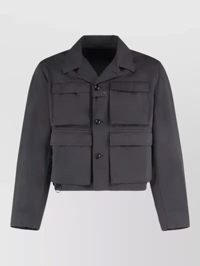 Lemaire Utility Cotton Twill Jacket Buckle Detail In Blue