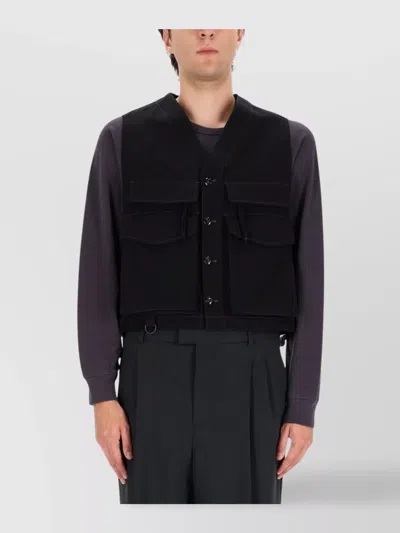 Lemaire Utility Sleeveless T-shirt Multiple Pockets In Black