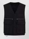 Lemaire Tailored Black Cotton Vest With V-neckline