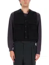 Lemaire Black Wool Vest In Black