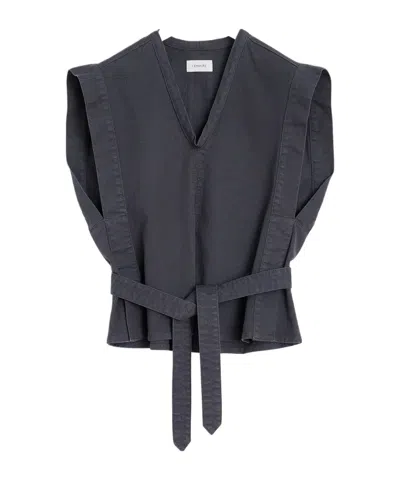 Lemaire V-neck Denim Blouse In Black