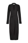Lemaire Draped Crepe Jersey Maxi Dress In Black