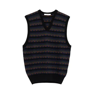Pre-owned Lemaire V Neck Jacquard Vest 'black Combo' | Men's Size M