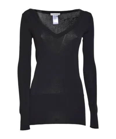 Lemaire Long-sleeved Sweater In Black