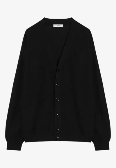 Lemaire V-neck Ribbed Cardigan In Black