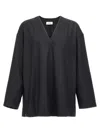 Lemaire Smock Blouse With V-neckline And Chest Pocket In Gray
